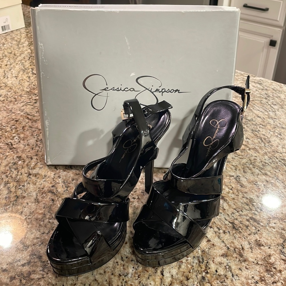 Jessica Simpson black sandal heels